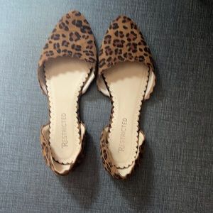 Restricted leopard print pointed toe ballet flats